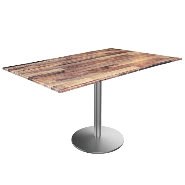30 Tall OD214 St Steel Table Base w22 Diameter foot and 32x48 Rustic Top, IndoorOutdoor